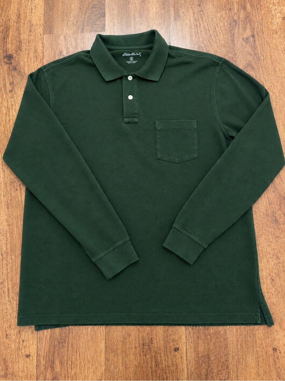Eddie Bauer Men’s Forest Green Long-Sleeve Polo Shirt Xxl Tall